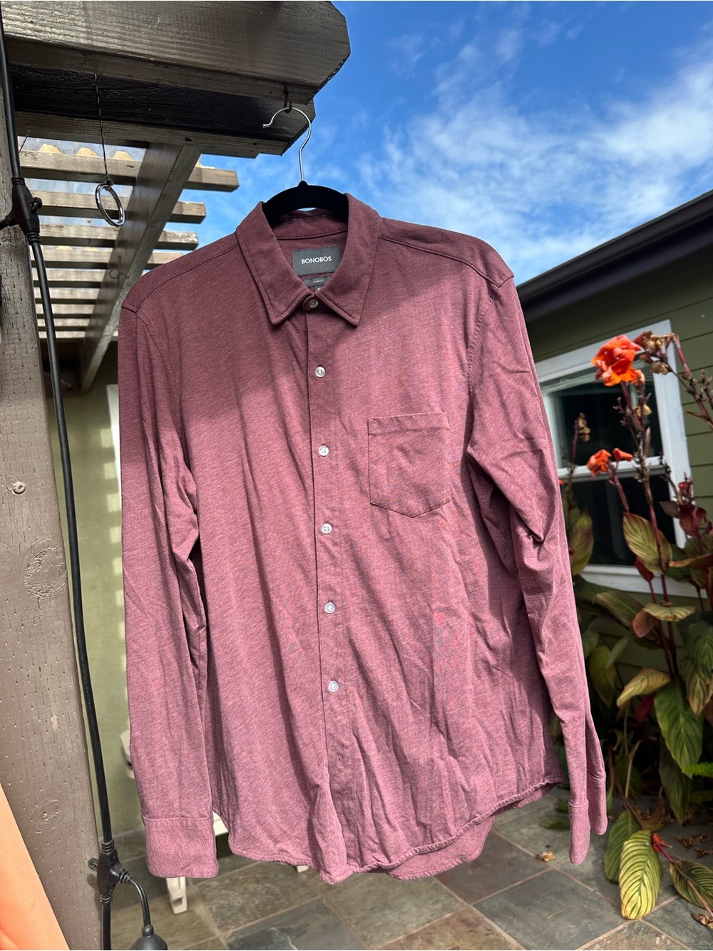 Bonobos Men’s Long-Sleeve Button-Down Shirt in Heather Burgundy